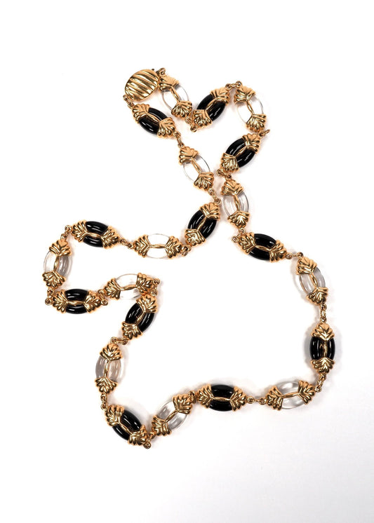 Swarovski Gold Rock Crystal and Black Onyx Necklace - Georgie's NYC - Necklaces