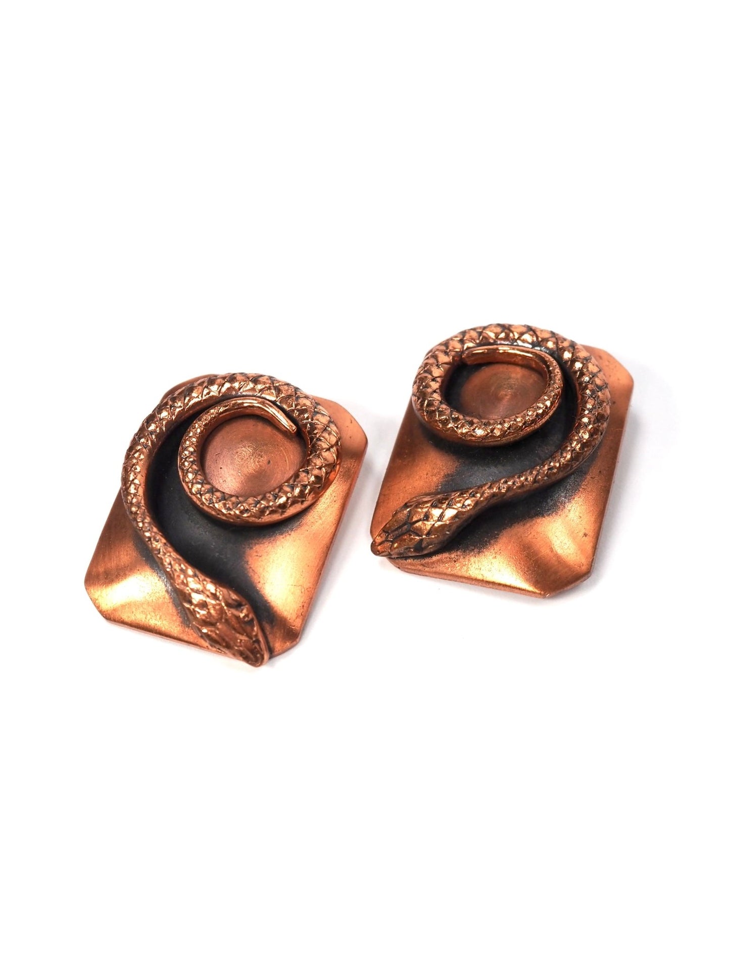 Whiting & Davis Copper Coiled Snake Earrings - Georgie's NYC - Earrings