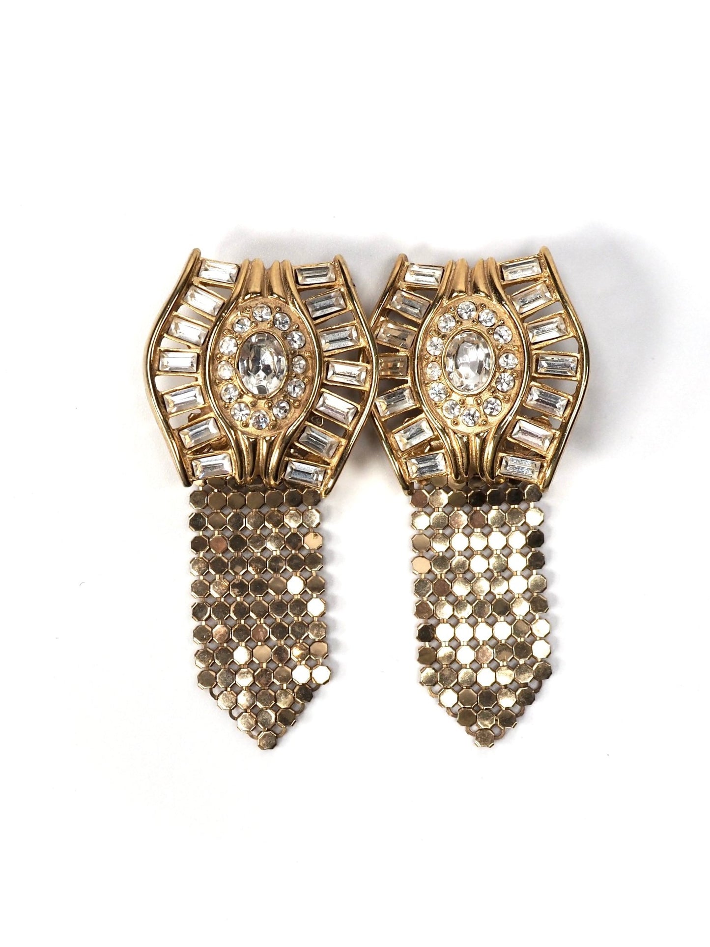 Whiting & Davis Jeweled Rhinestone Mesh Dangle Earrings - Georgie's NYC - Earrings