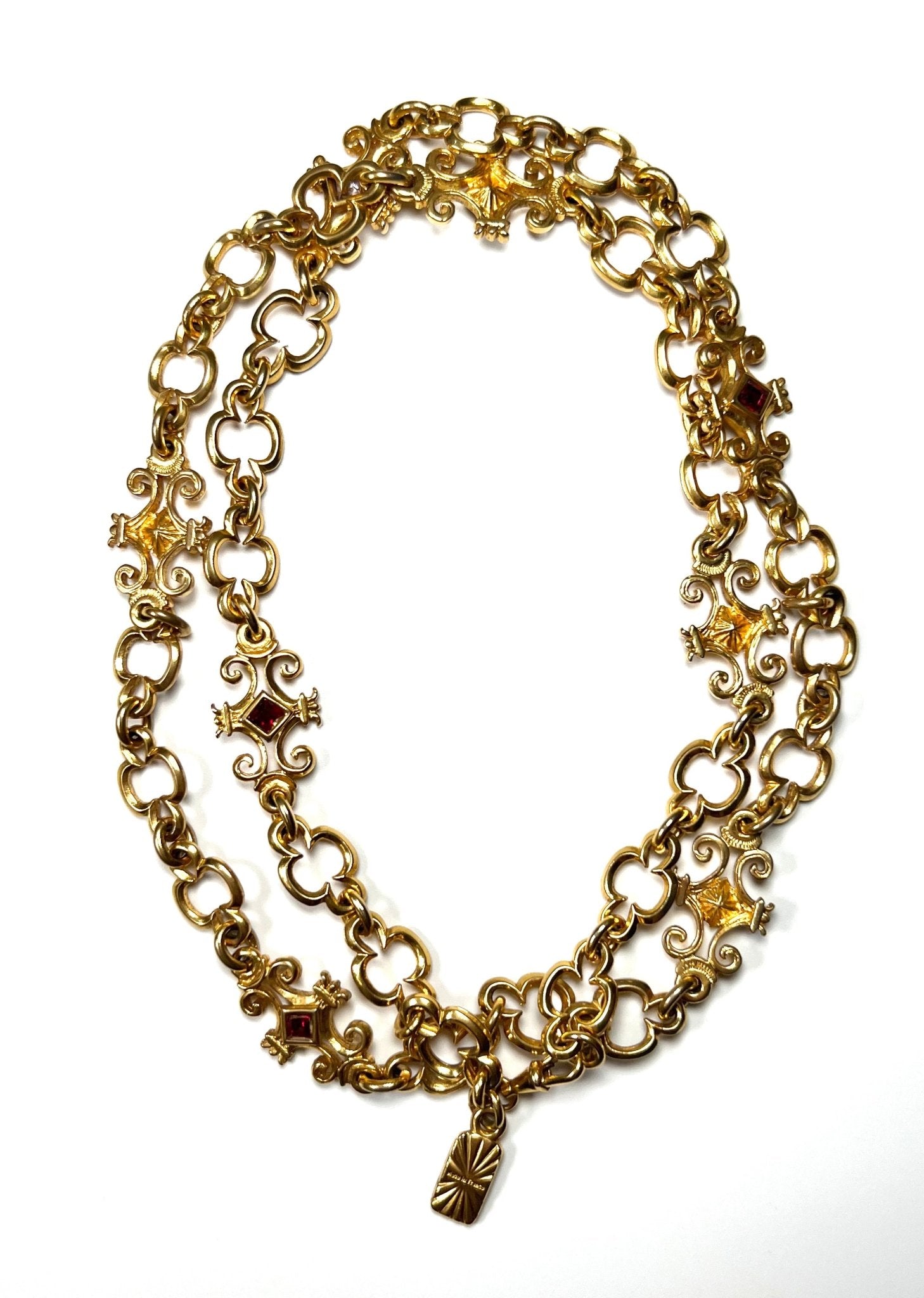 Yves Saint Laurent Gold Arabesque Clover Long Necklace - Georgie's NYC - Necklaces