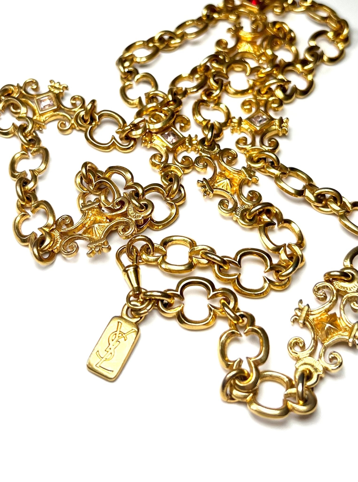 Yves Saint Laurent Gold Arabesque Clover Long Necklace - Georgie's NYC - Necklaces