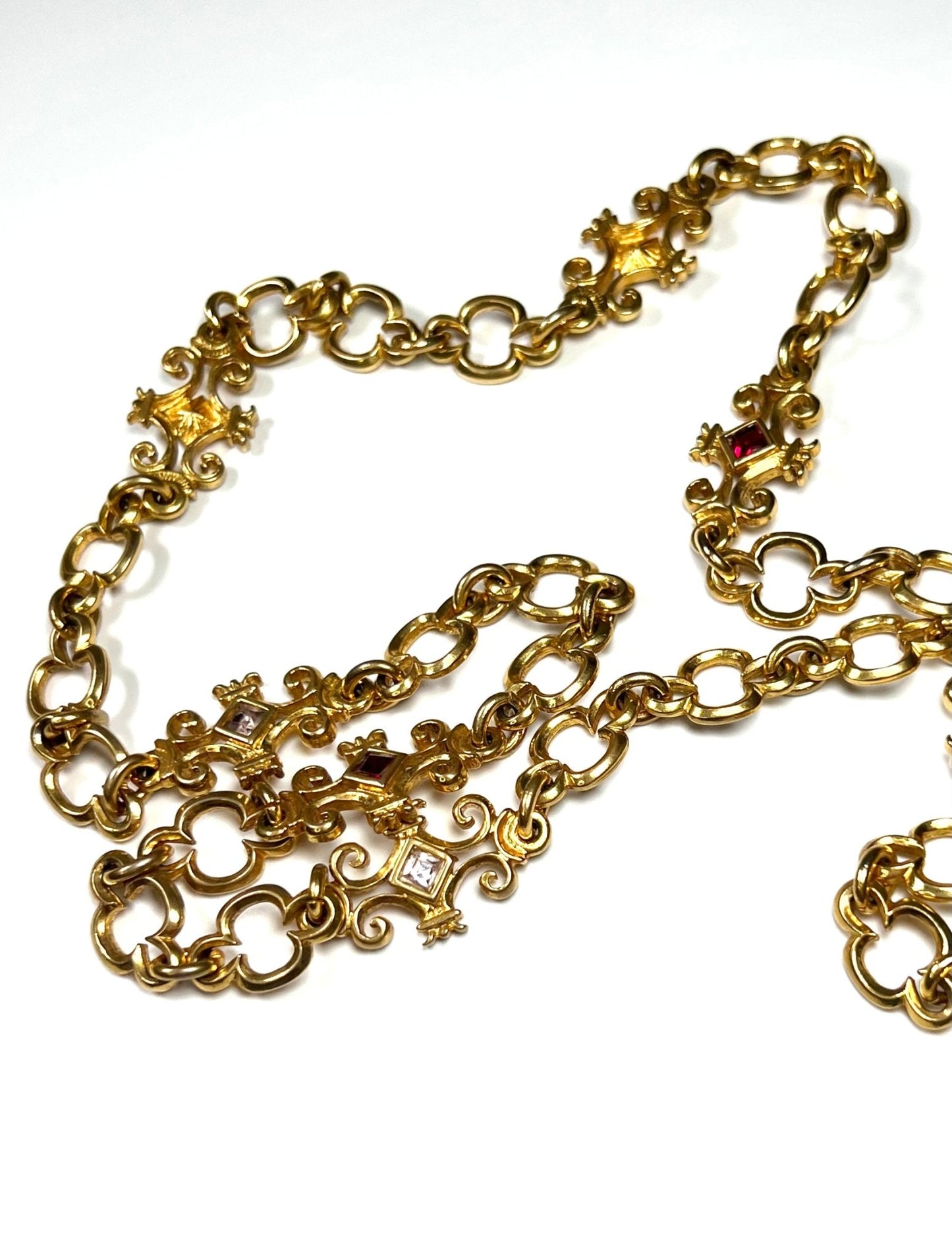 Yves Saint Laurent Gold Arabesque Clover Long Necklace - Georgie's NYC - Necklaces